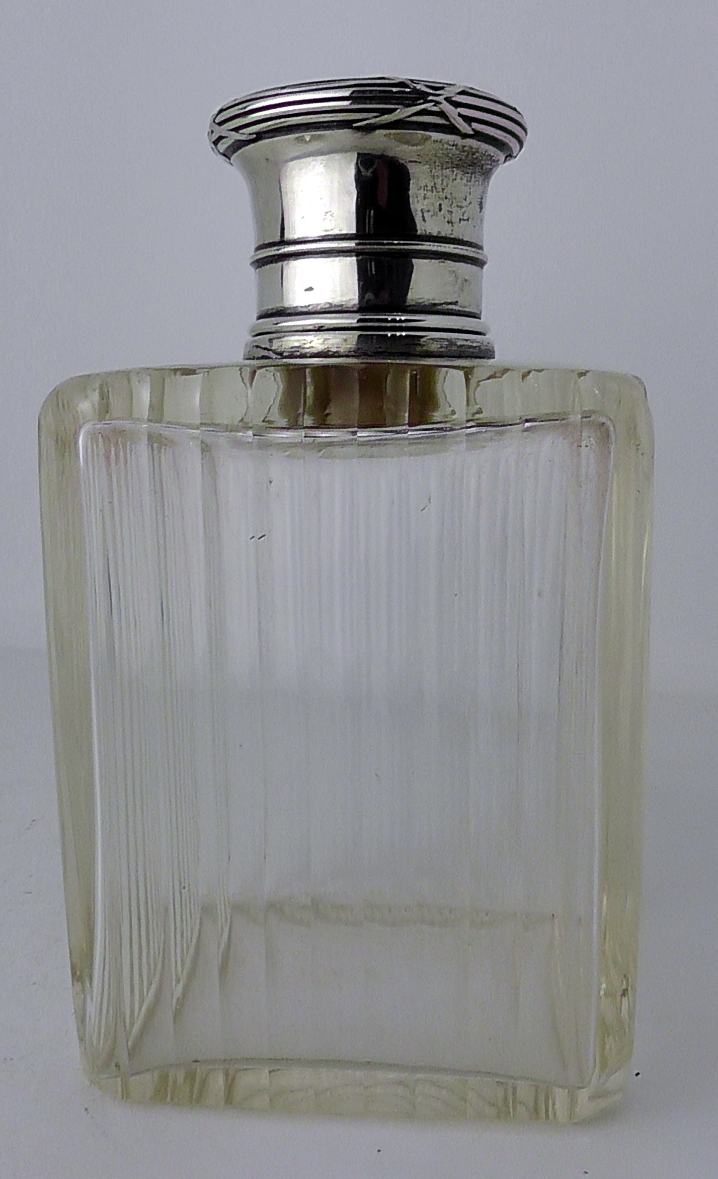 Large French Silver Topped Cut Glass Scent Bottle