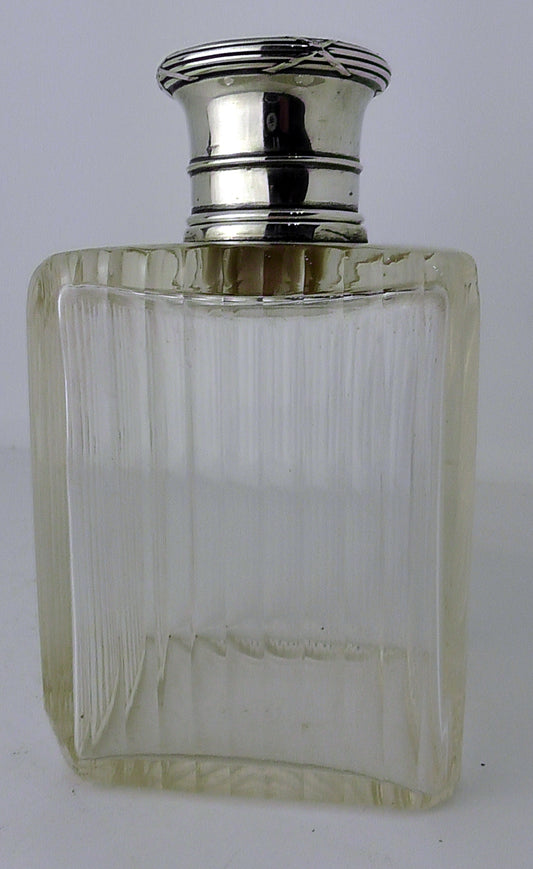 Large French Silver Topped Cut Glass Scent Bottle