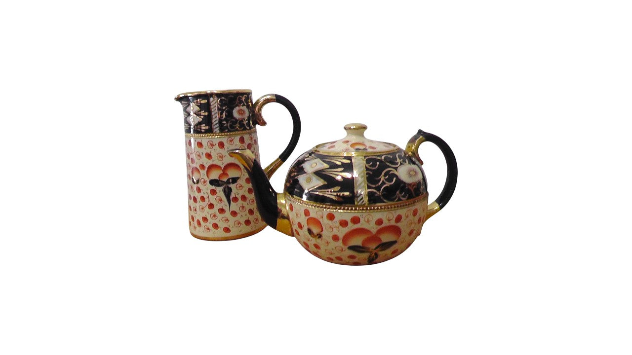 Vintage Gaudy Welsh Teapot and Water Jug