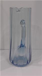 Vintage Ribbed Blue Glass Jug