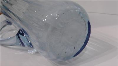 Vintage Ribbed Blue Glass Jug