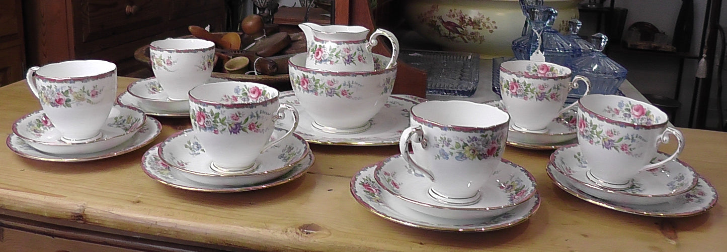 Royal Grafton Tea Set Pink & Floral x 21 Pieces