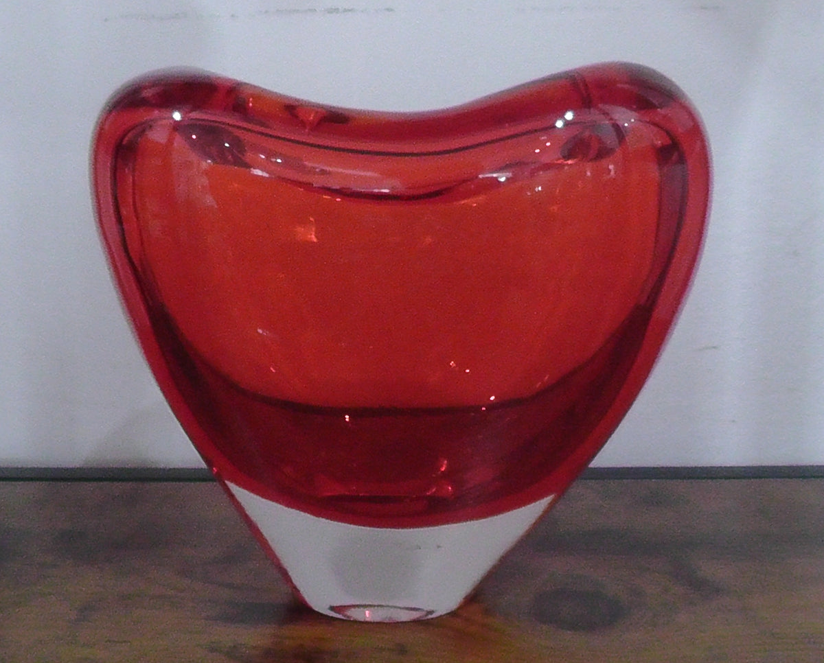 Vintage Deru Red Heart Glass Vase