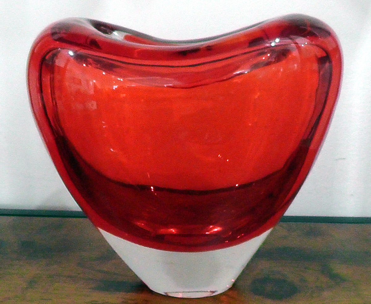 Vintage Deru Red Heart Glass Vase