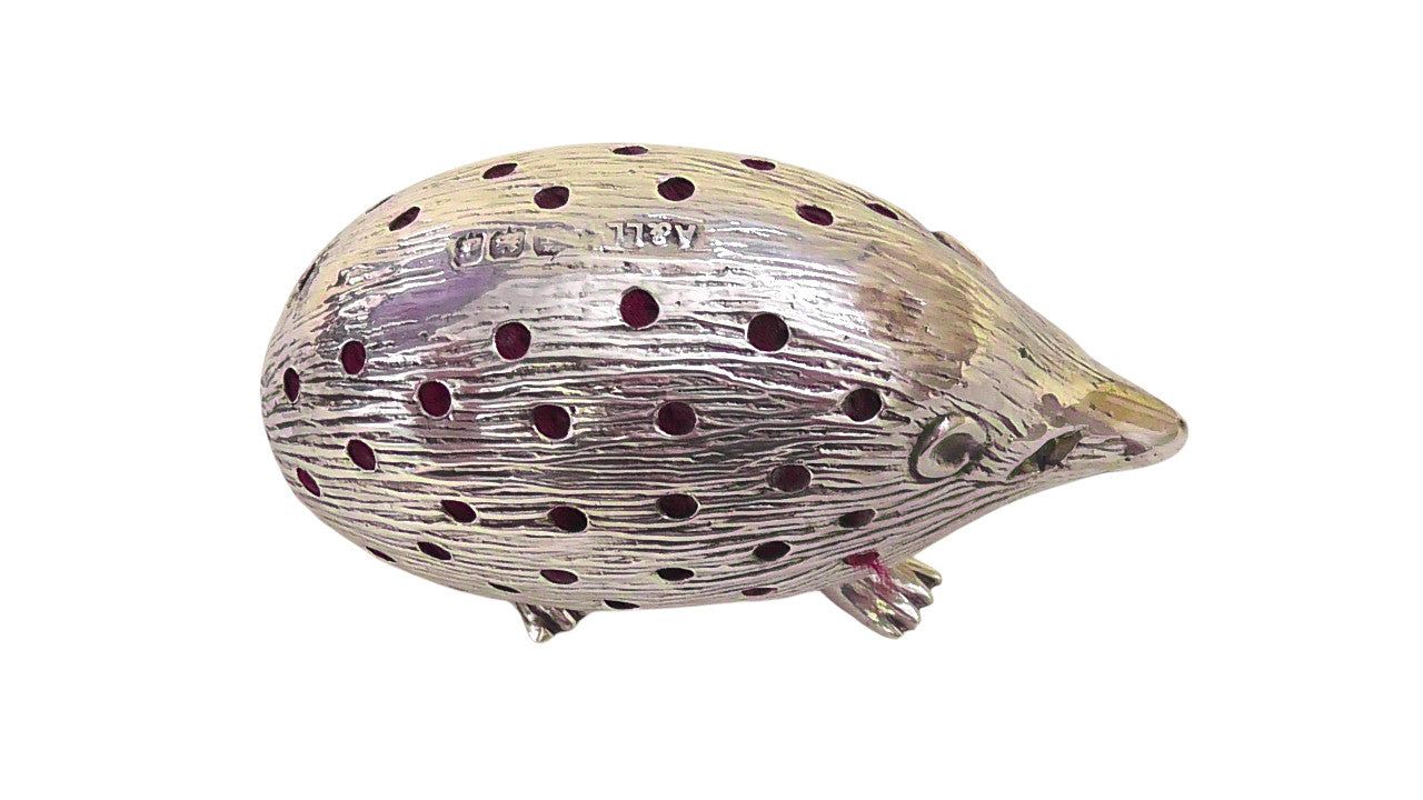 Antique Solid Silver Hedgehog Pin Cushion by Adie & Lovekin dates 1905