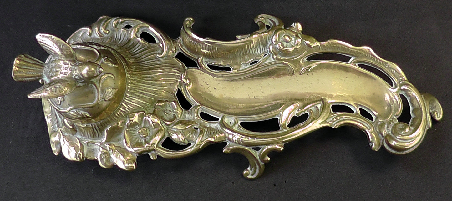 Antique Victorian/Edwardian Brass Bird Inkwell/Stand