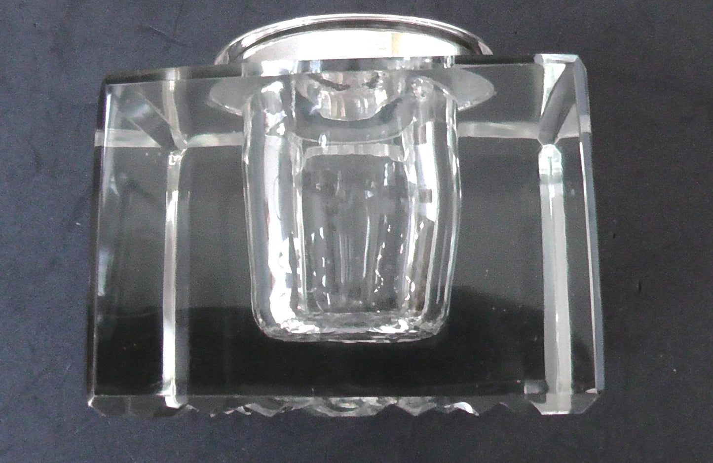 Large Solid Silver Topped Inkwell dates Chester 1914