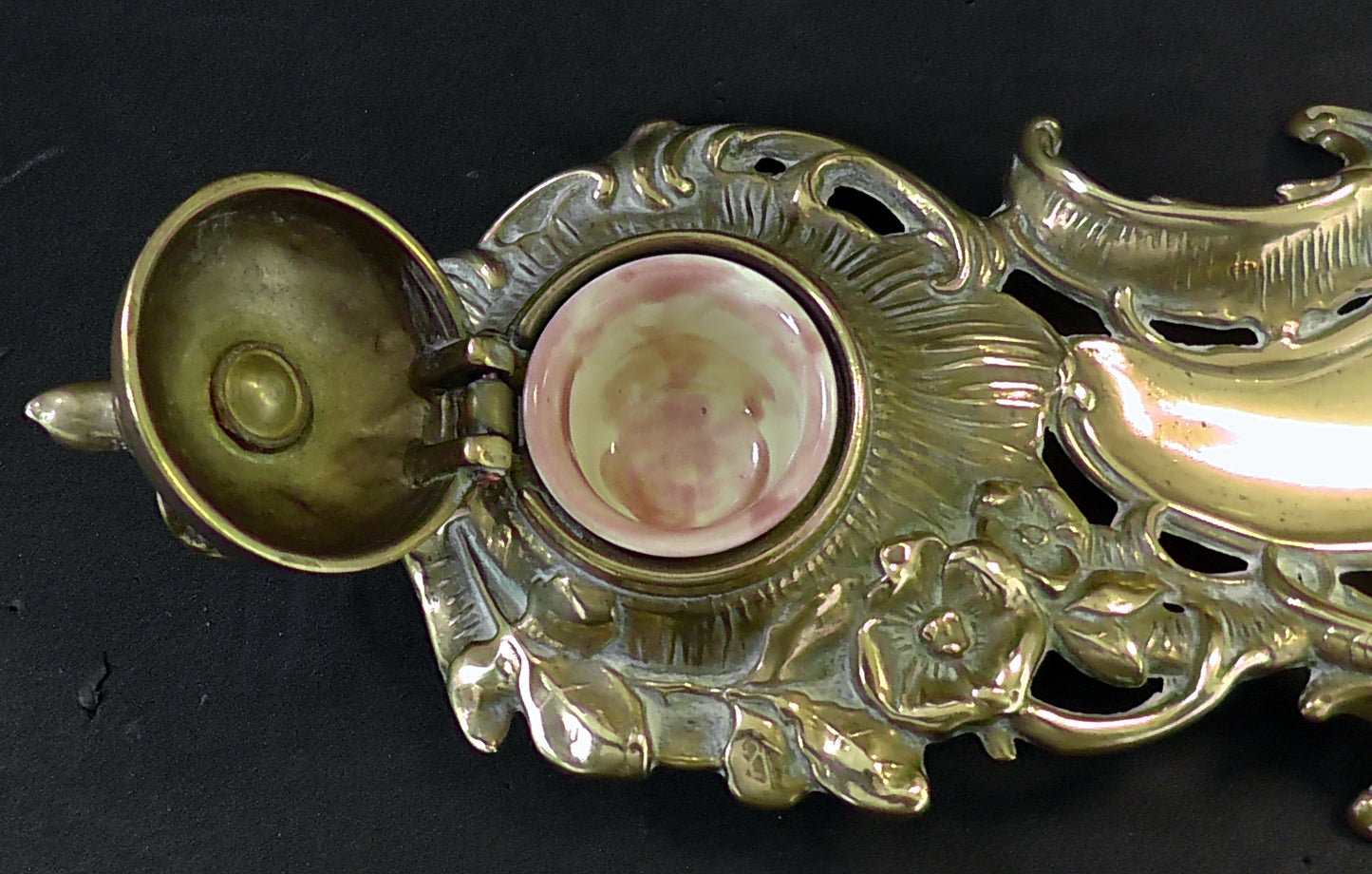 Antique Victorian/Edwardian Brass Bird Inkwell/Stand