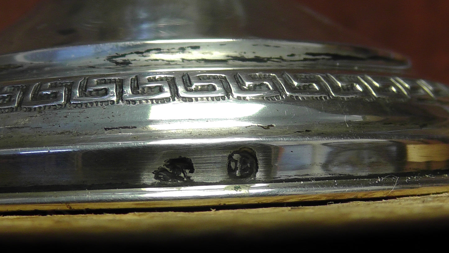 Continental Silver Mounted Cut Glass Jar with Silver Lid