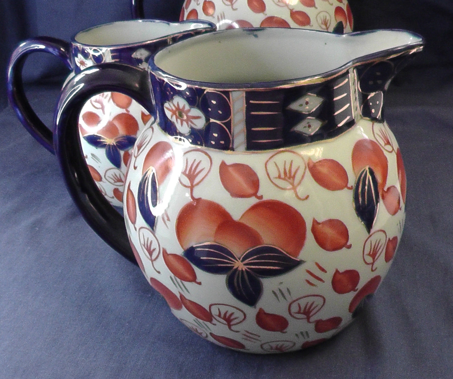 Vintage Graduated Set of 3 Ironstone Imari Jugs
