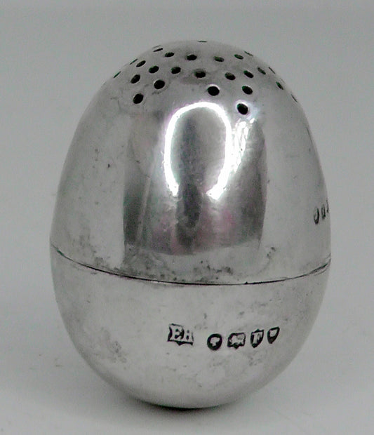 Solid Silver Larger Egg Shaped Pepperette dated 1881