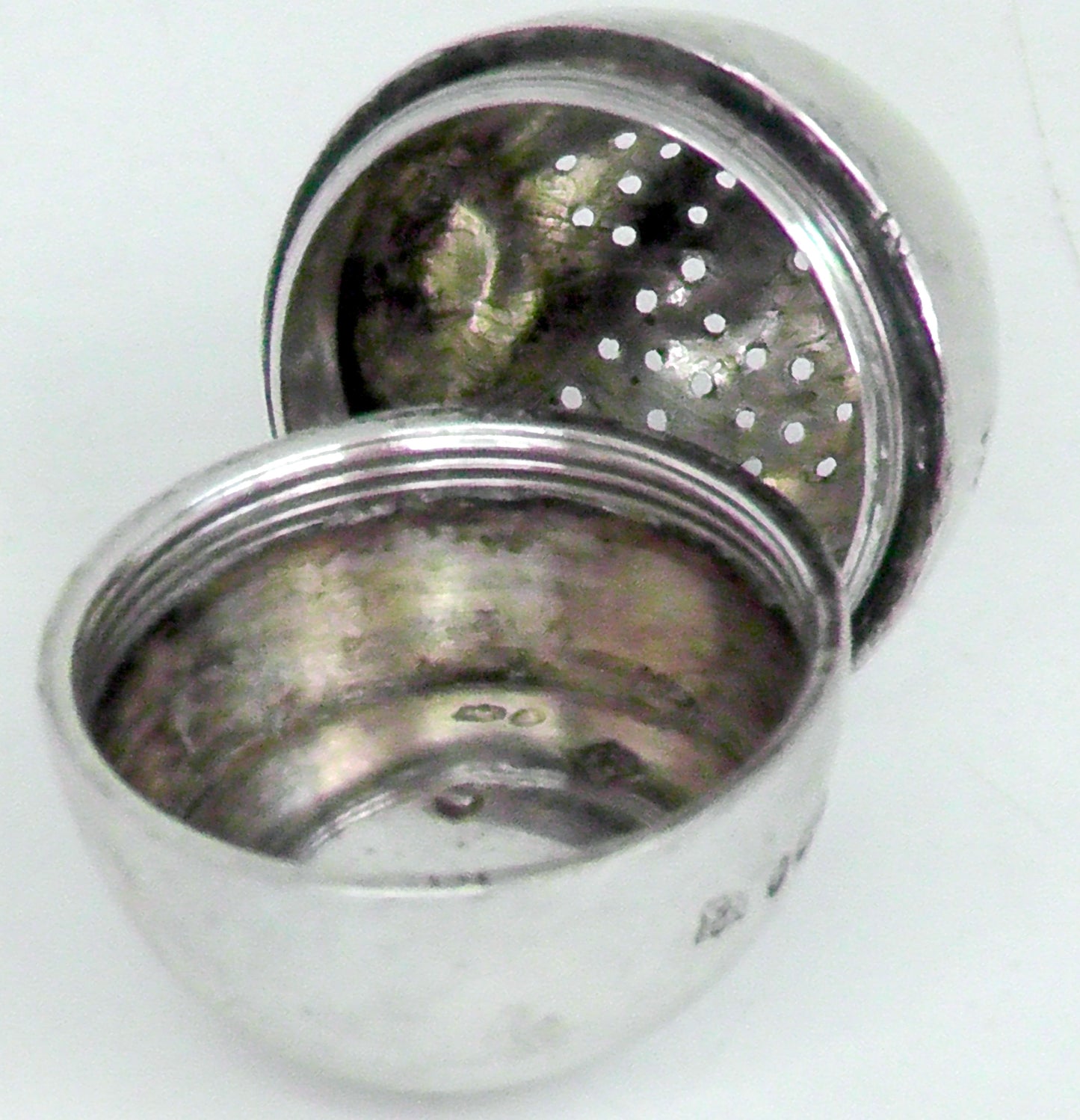 Solid Silver Larger Egg Shaped Pepperette dated 1881