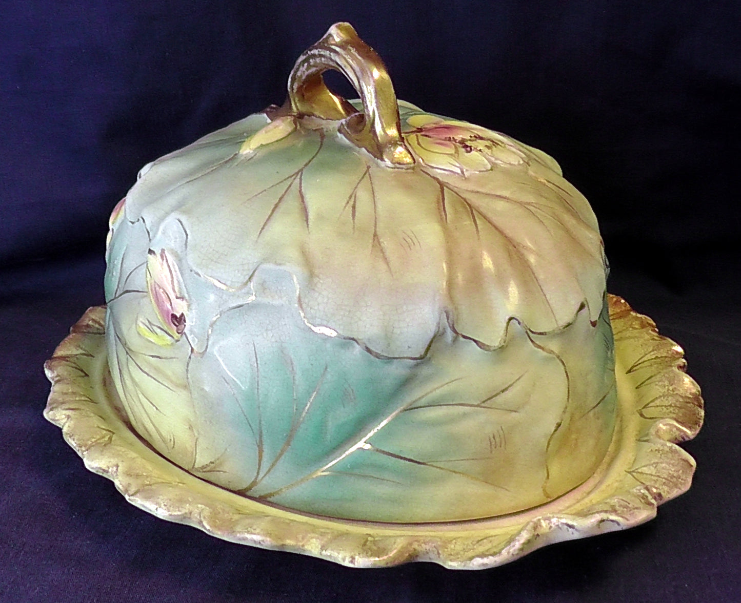 Unusual Large Victorian Lily Pad Design Cheese Dish