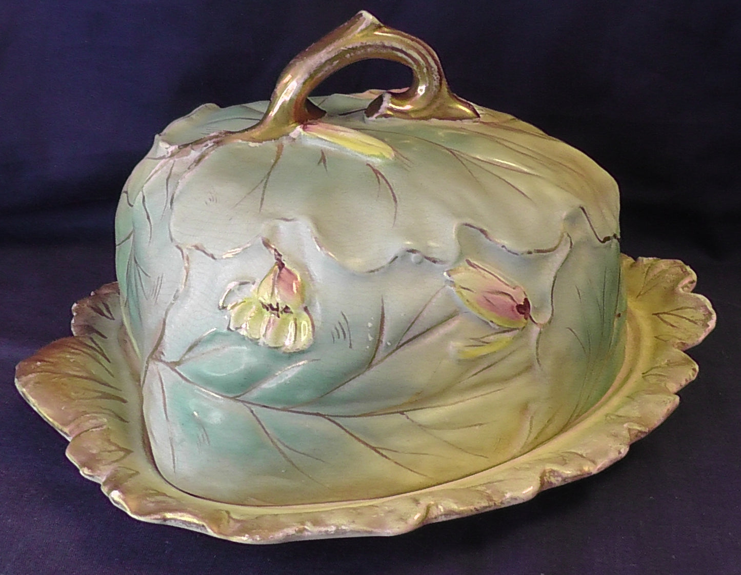 Unusual Large Victorian Lily Pad Design Cheese Dish