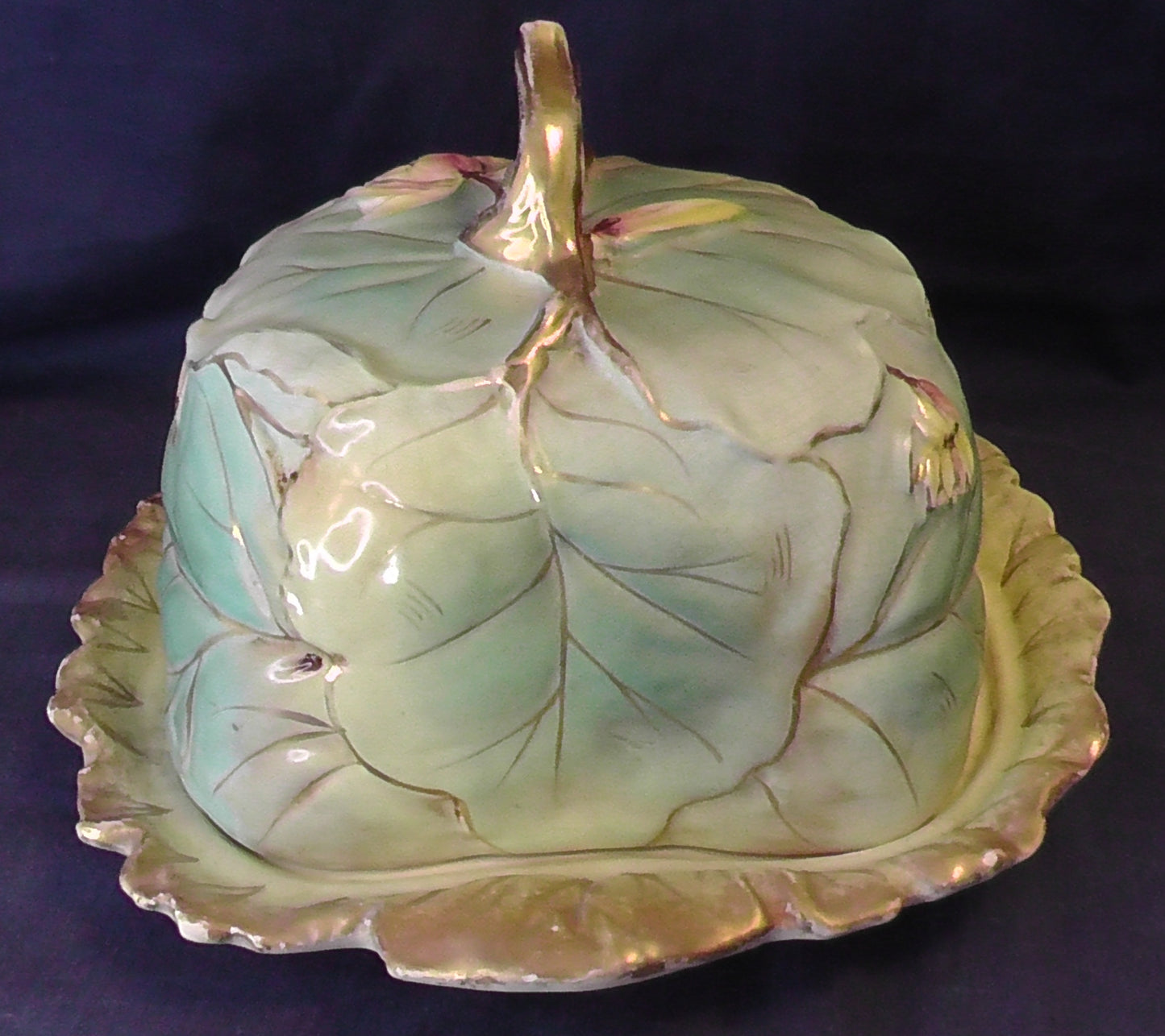 Unusual Large Victorian Lily Pad Design Cheese Dish