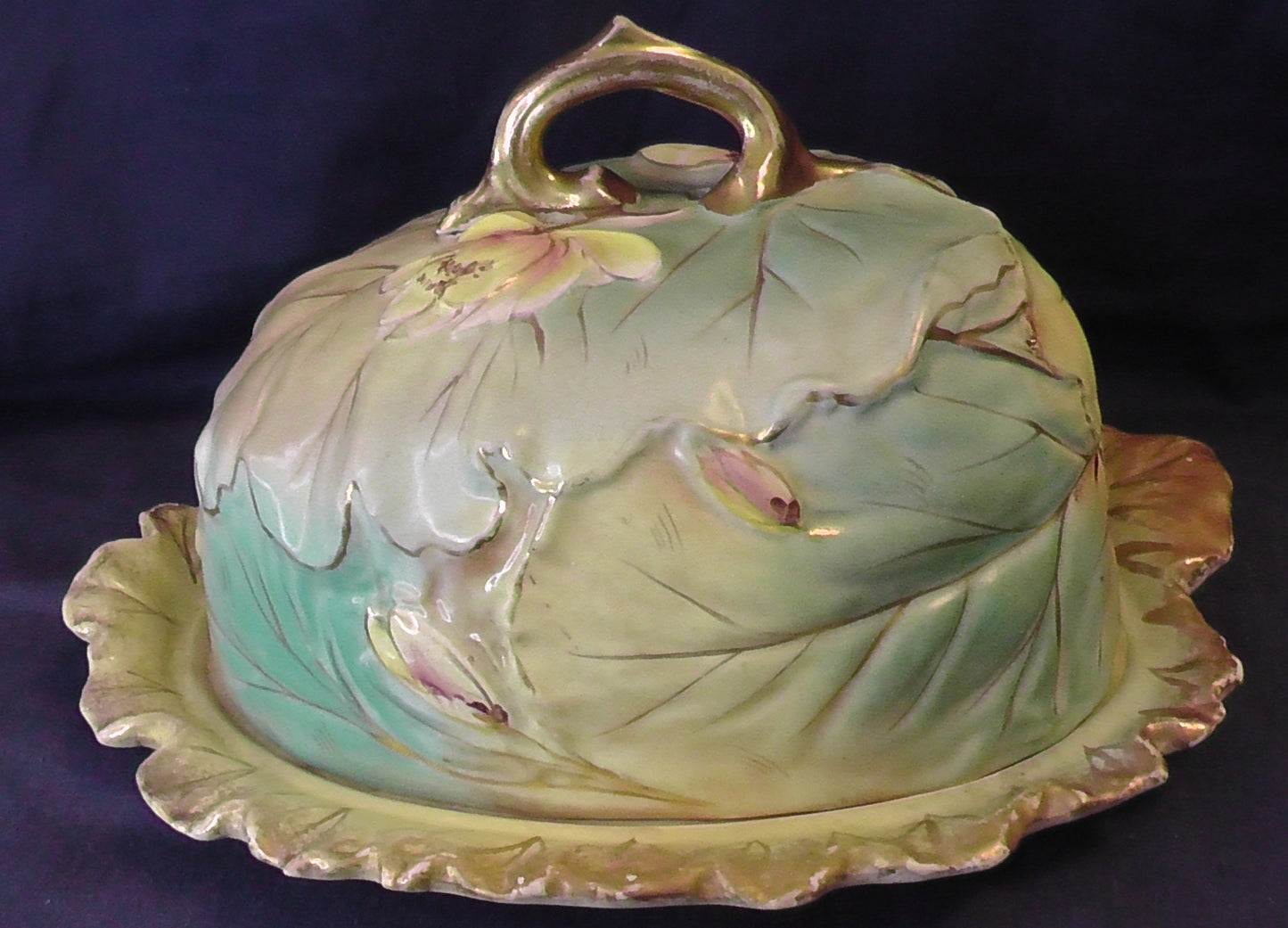 Unusual Large Victorian Lily Pad Design Cheese Dish