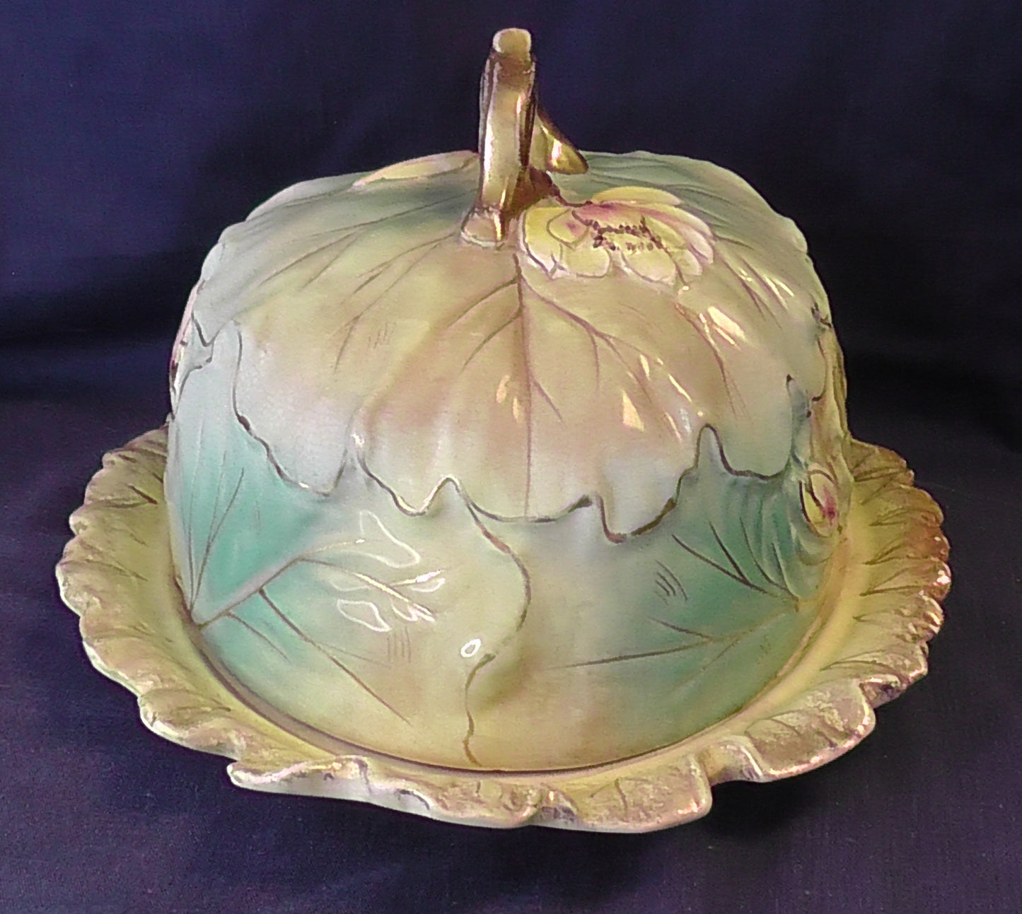 Unusual Large Victorian Lily Pad Design Cheese Dish