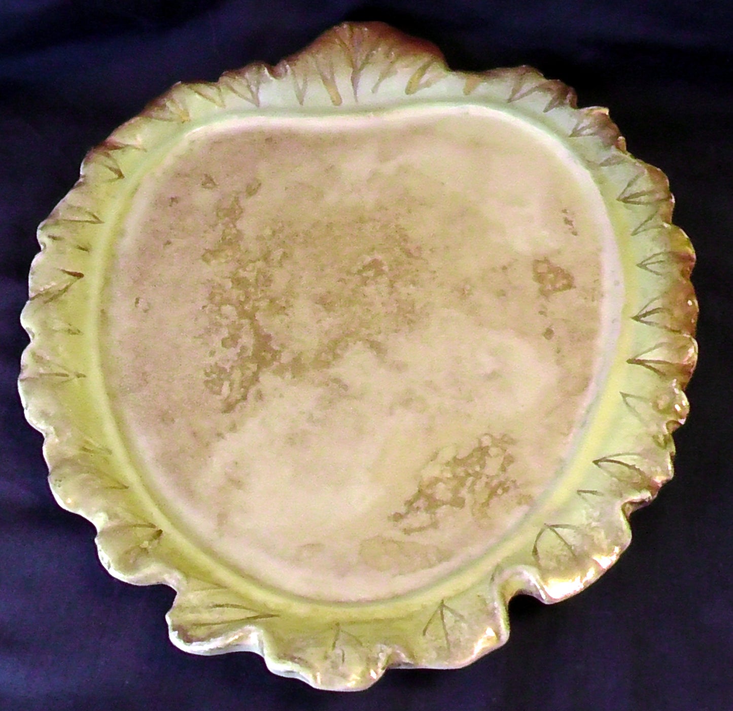 Unusual Large Victorian Lily Pad Design Cheese Dish
