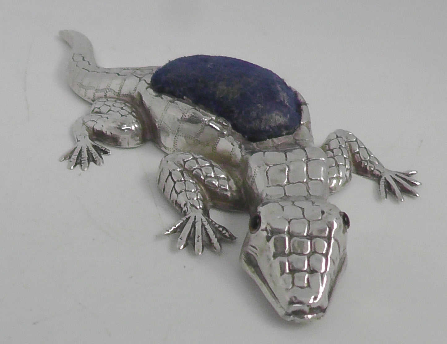 Antique Rare Solid Silver Lizard Pin Cushion by Crisford & Norris dates 1908