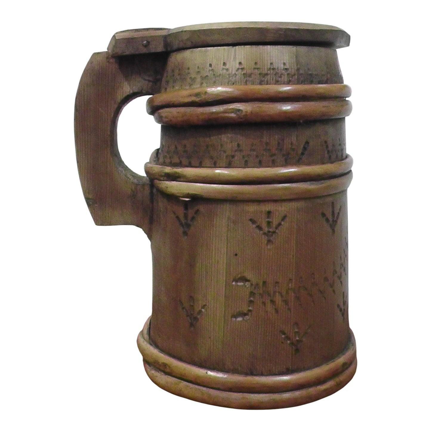 Antique Scandinavian Large Folk Art Lidded Staved Wooden Flour/Sugar Firkin/Storage Jug