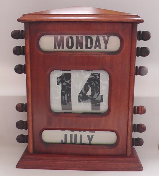 Large Antique Mahogany Desktop Perpetual Calendar 33cm tall