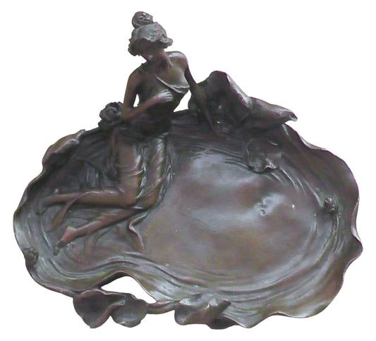 Art Nouveau Style Bronze Maiden Bowl/Dish