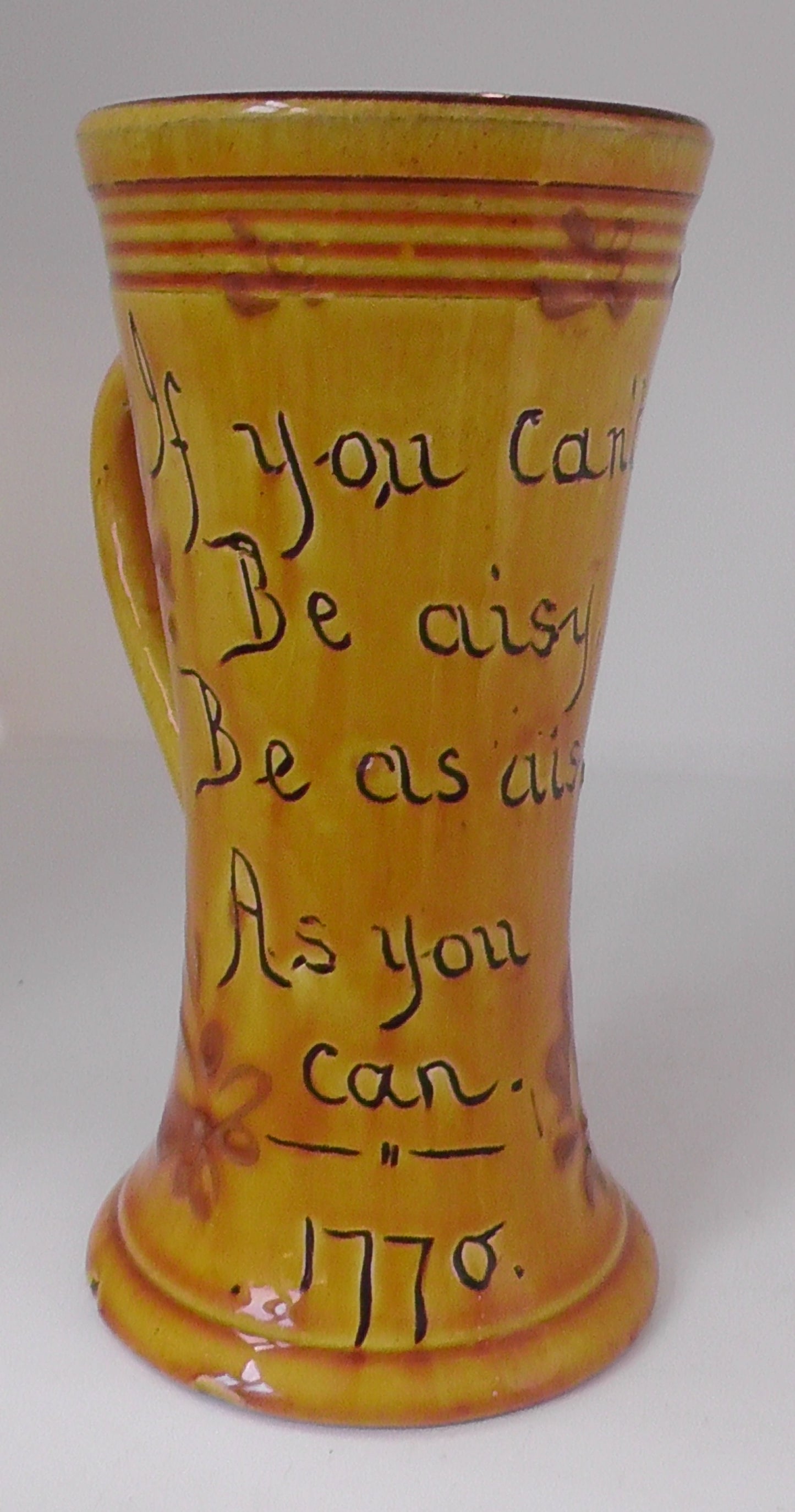 Antique Exeter Ware Motto Two Handled Jug/Cup