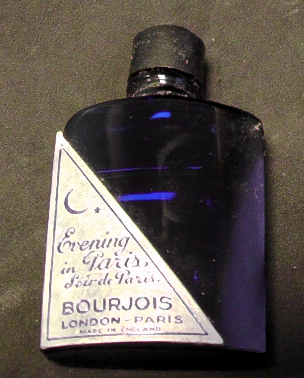 Bourjois Blue Bakelite Owl Scent Bottle and Holder