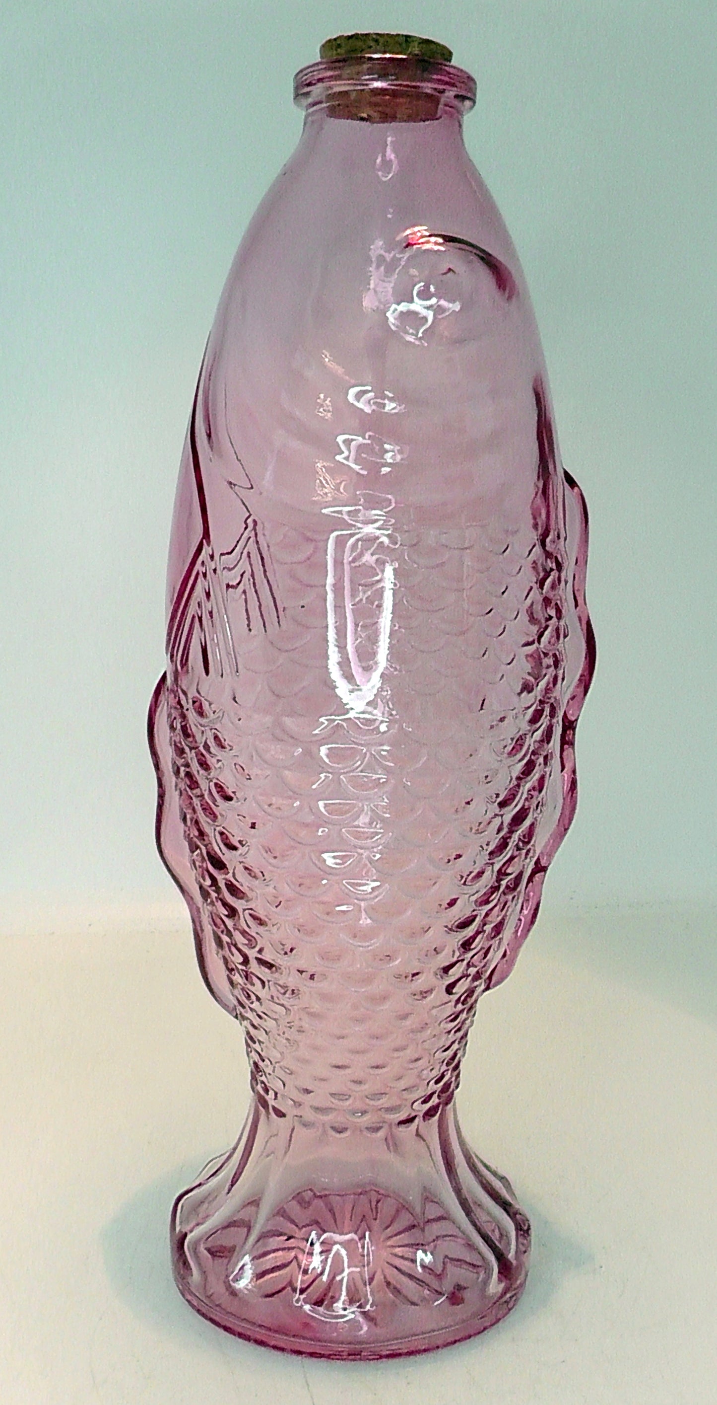 Vintage Danish Pink Glass Fish Bottle