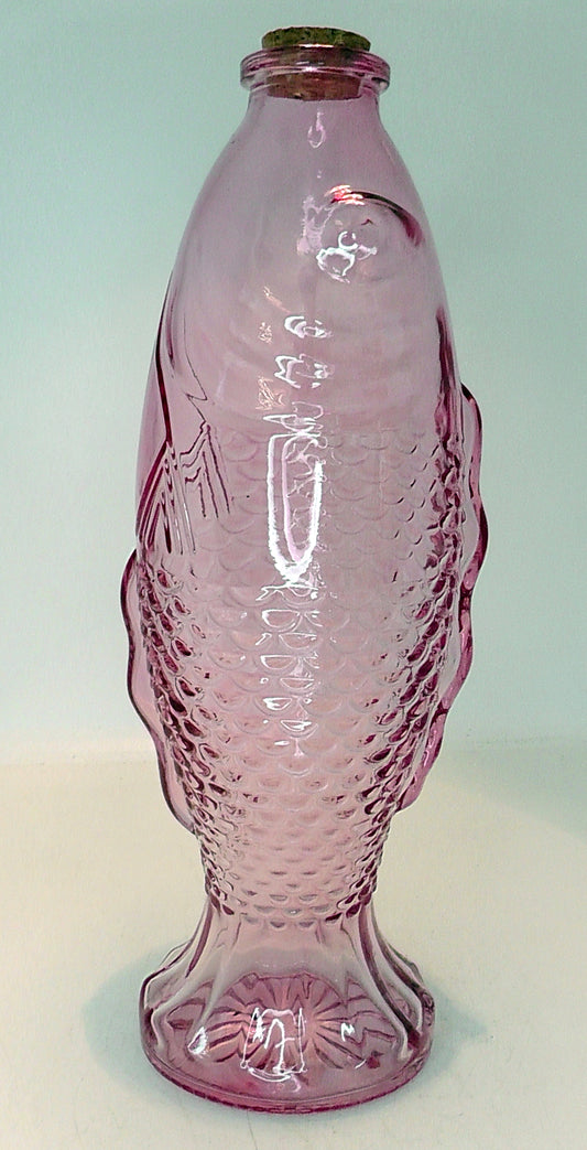 Vintage Danish Pink Glass Fish Bottle