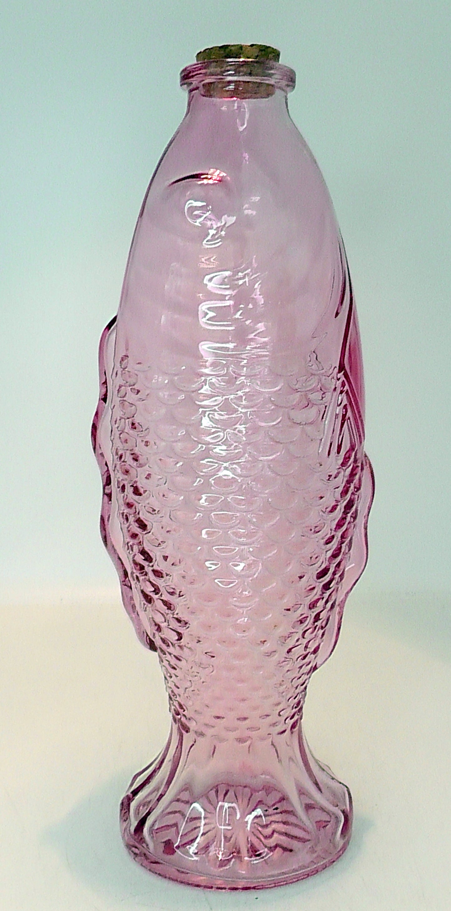 Vintage Danish Pink Glass Fish Bottle