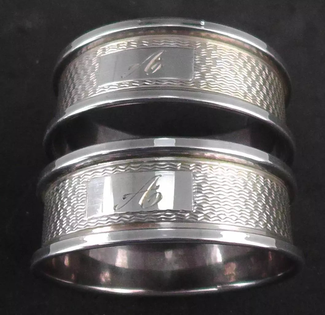 Boxed Pair of  Solid Silver Napkin Ring dates 1992