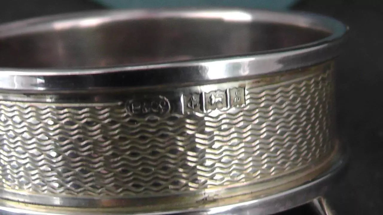 Boxed Pair of  Solid Silver Napkin Ring dates 1992