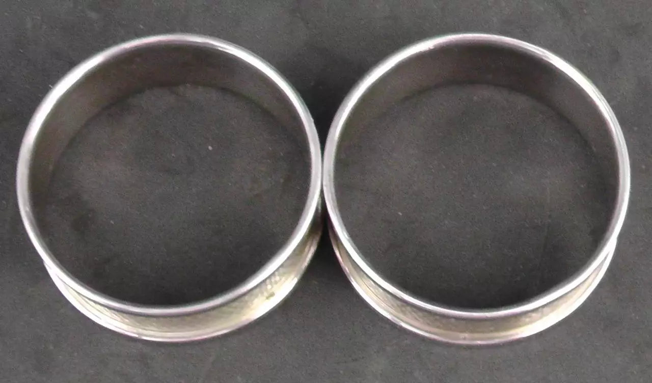 Boxed Pair of  Solid Silver Napkin Ring dates 1992