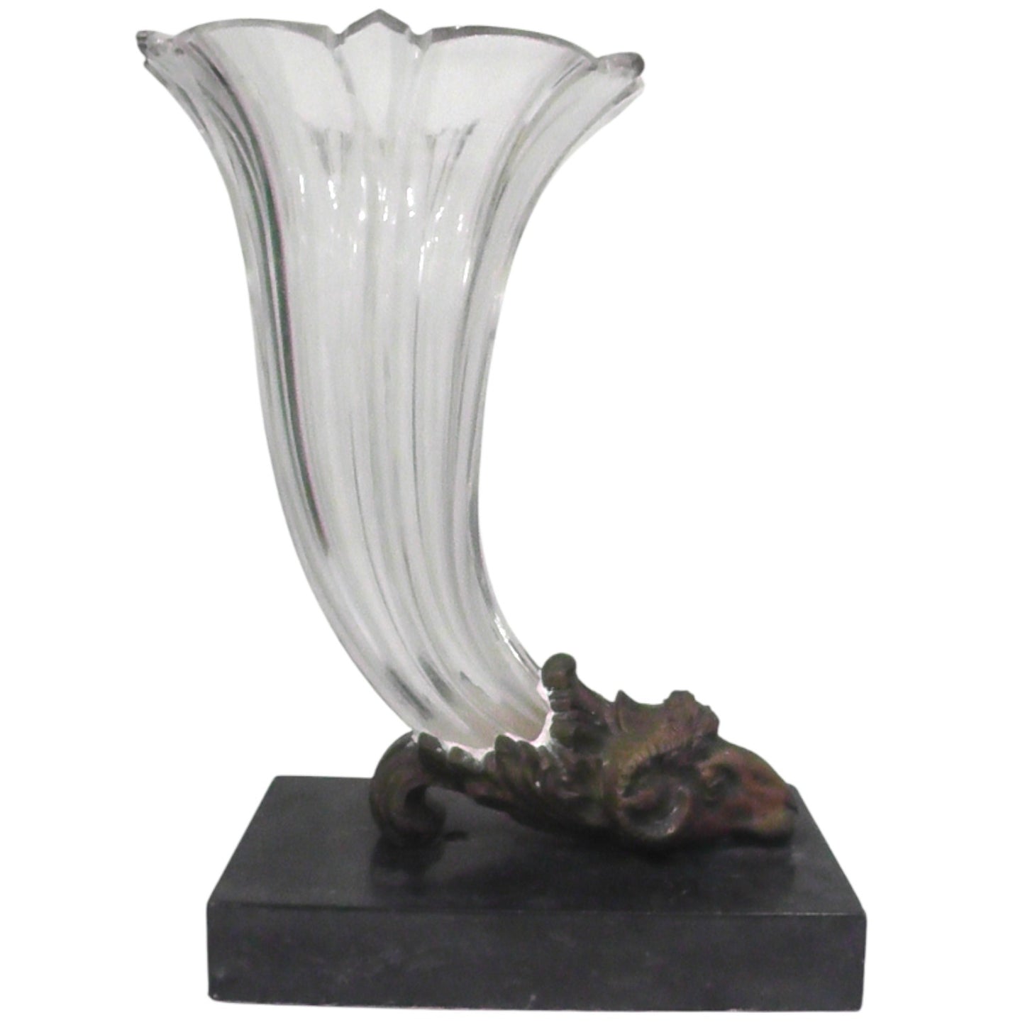Victorian Cornucopia Bronze Rams Head Vase