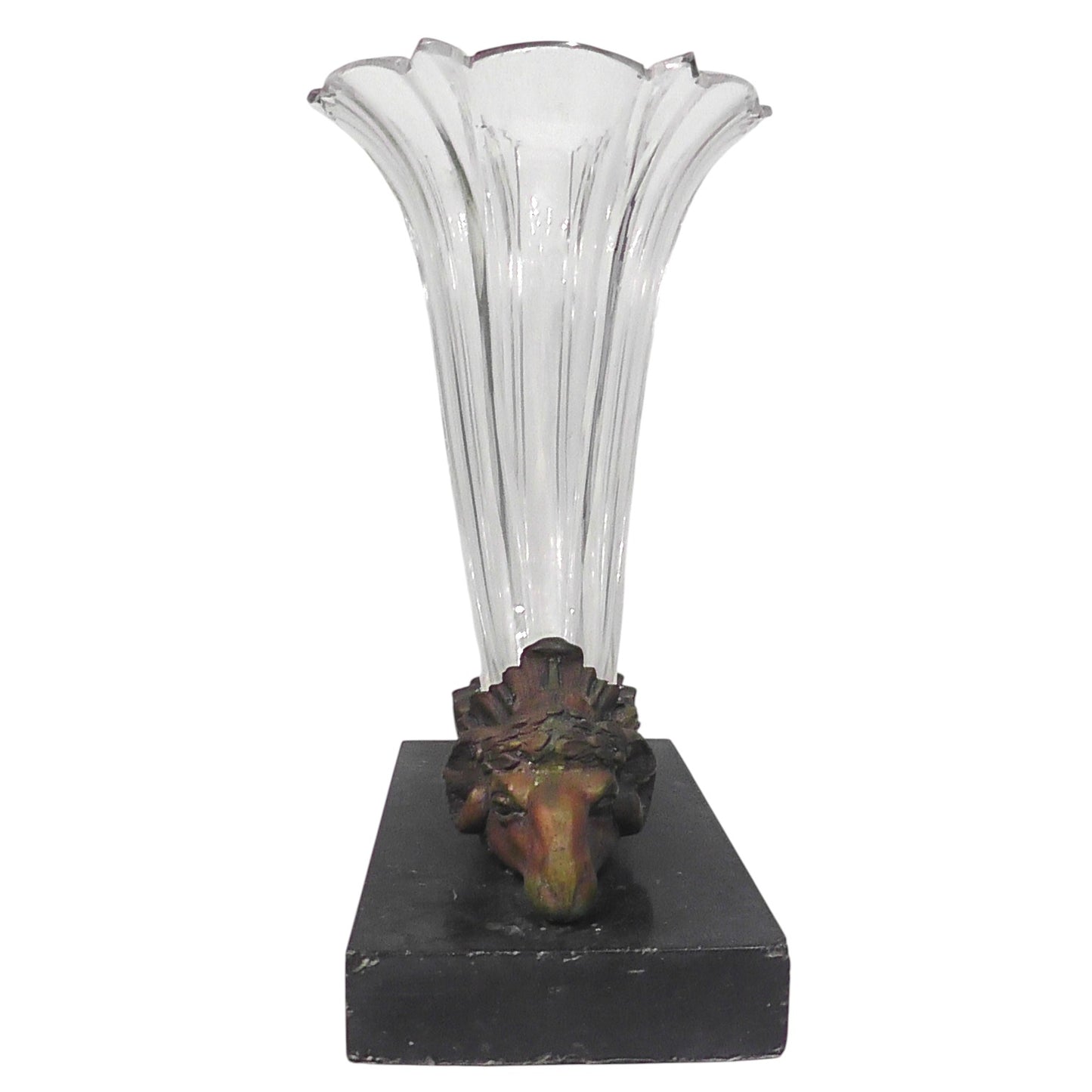 Victorian Cornucopia Bronze Rams Head Vase