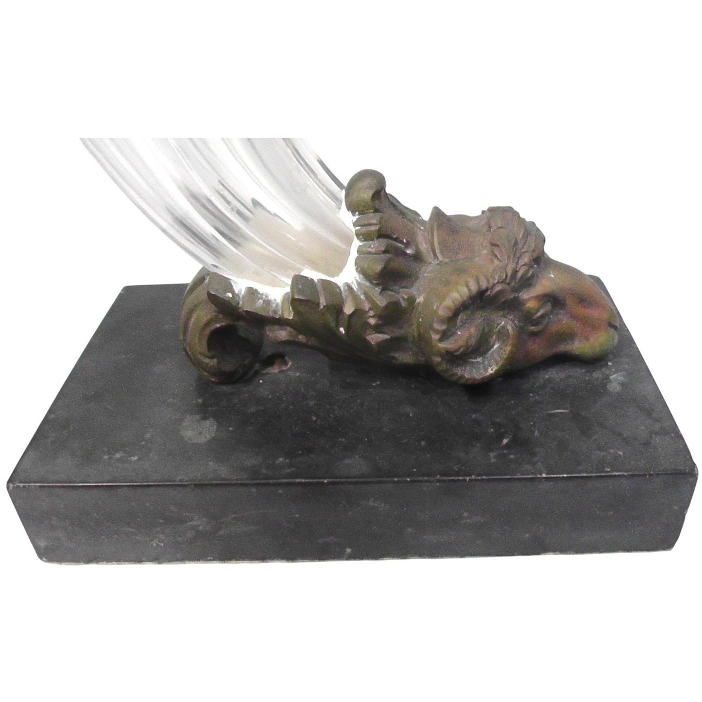 Victorian Cornucopia Bronze Rams Head Vase