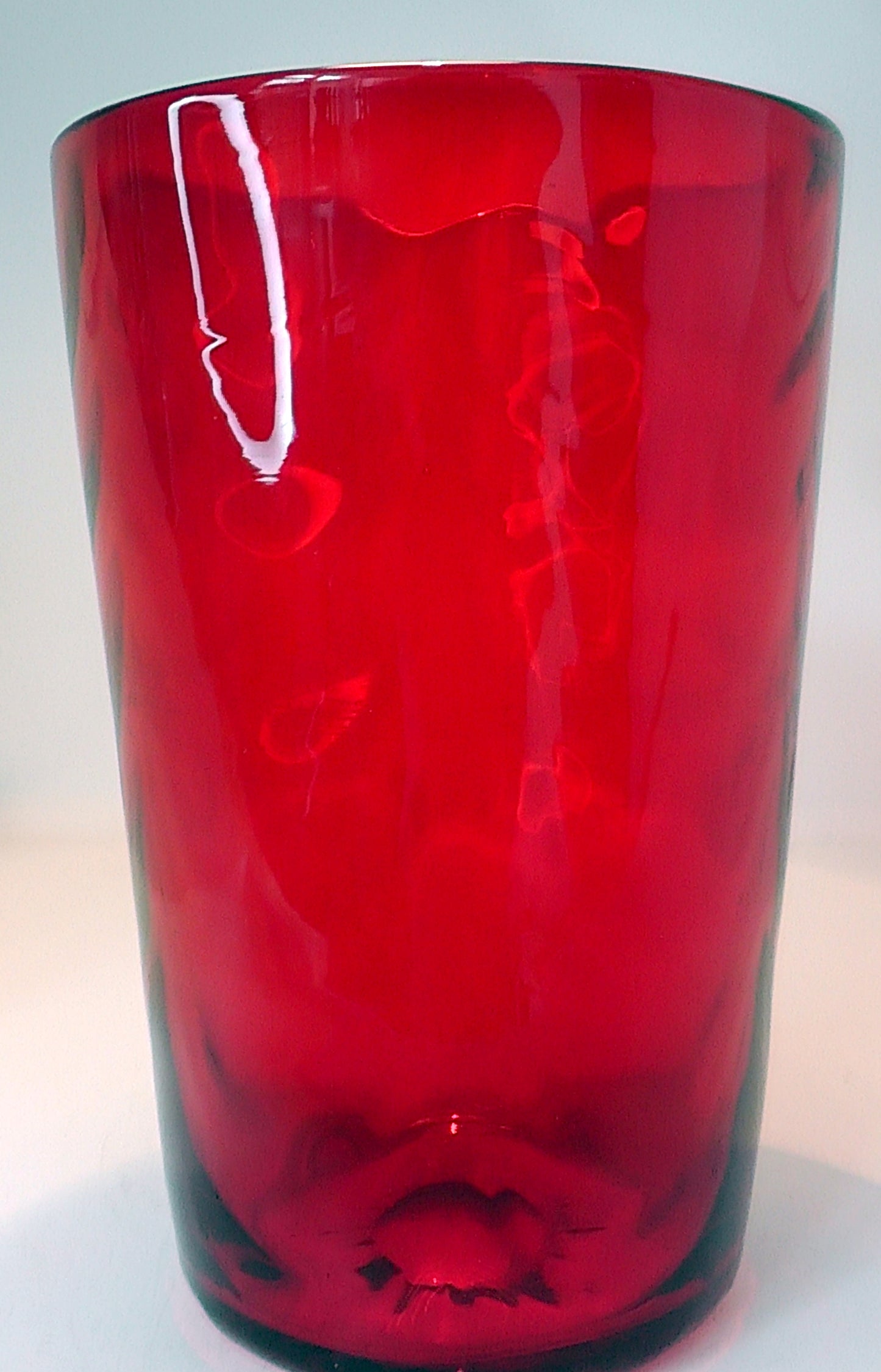 Whitefriars Vase #8473 Wave Ribbed - Ruby - 8 Inches /20cm Tall