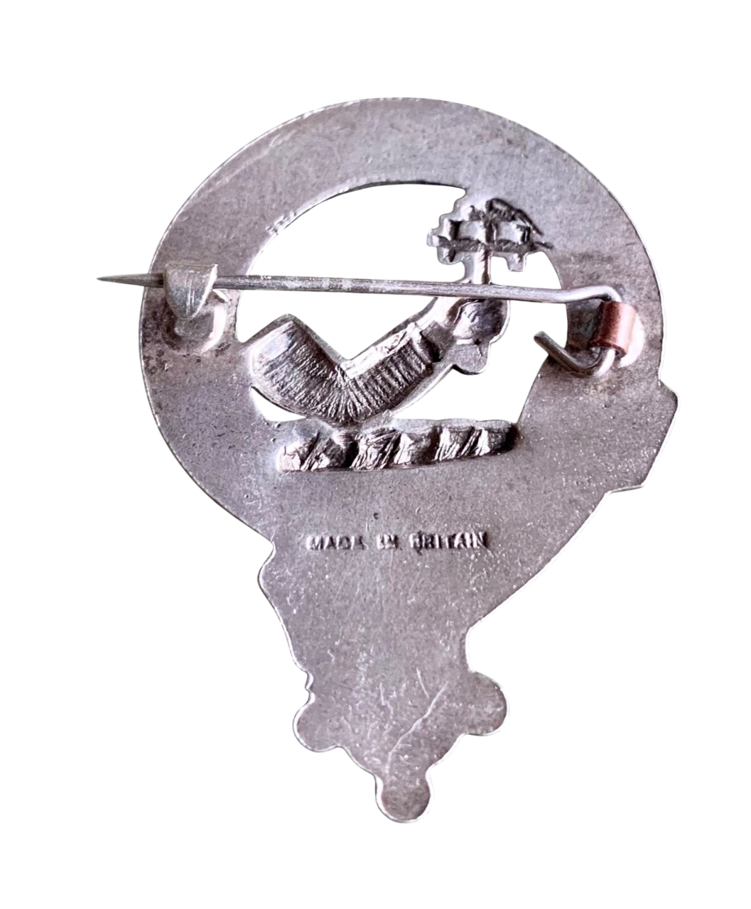 Vintage Scottish MacDowall Clan Badge - White Metal - Vincere Vel Mori