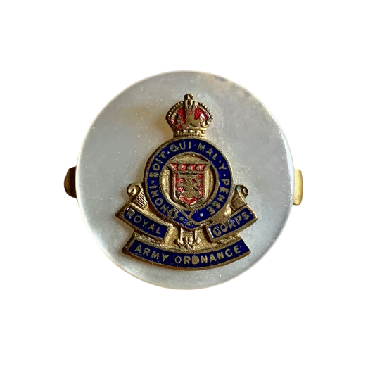 Vintage Royal Army Ordnance Corps Mother of Pearl/Enamelled Sweetheart Badge