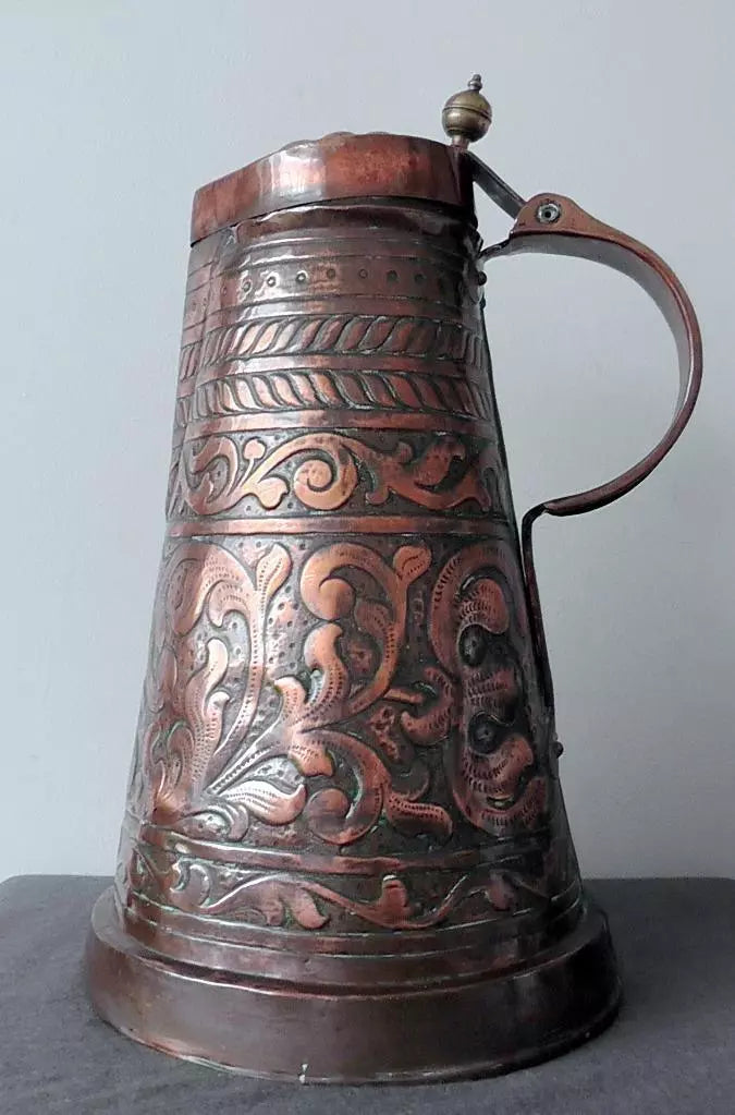 Rare Late 1600s/Mid 1700's Rare Bohemian Copper Master Stein - Very Large