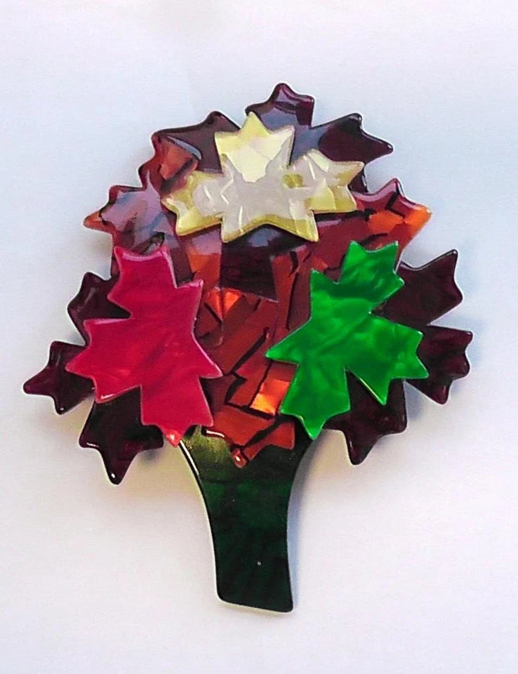 Genuine Lea Stein Tree Brooch (Sycamore/Maple)