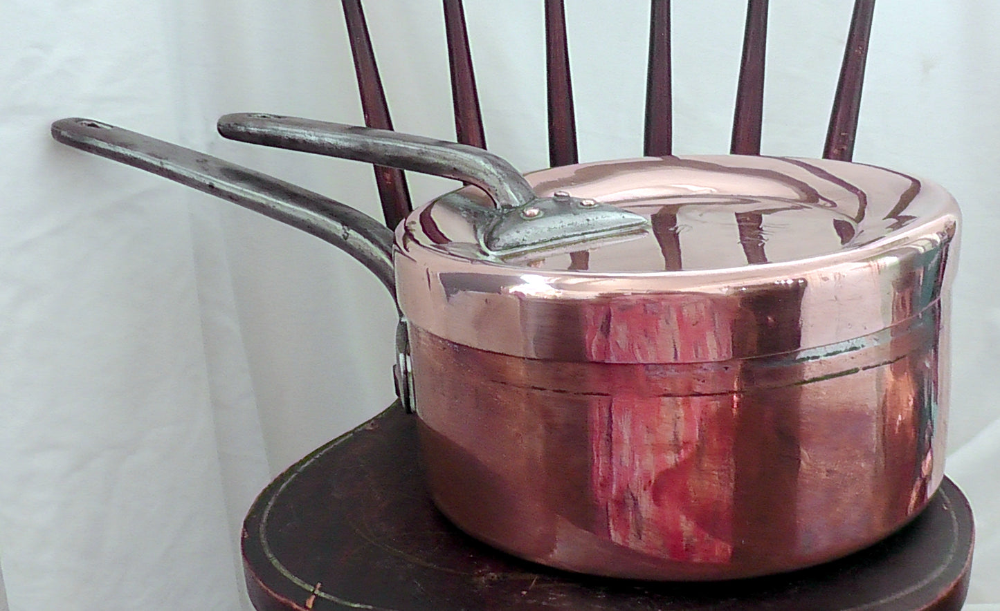 Fantastic Antique Large Copper Saucepan and Lid by Adams & Sons
