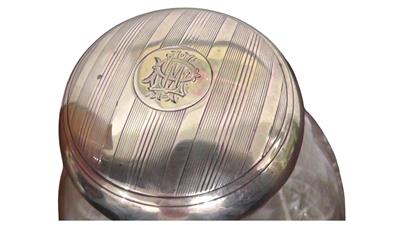 Large Silver Topped Cut Glass Scent Bottle dates 1915 William Neale & Sons
