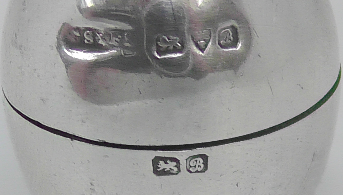 Solid Silver Smaller Egg Shaped Pepperette dates 1902