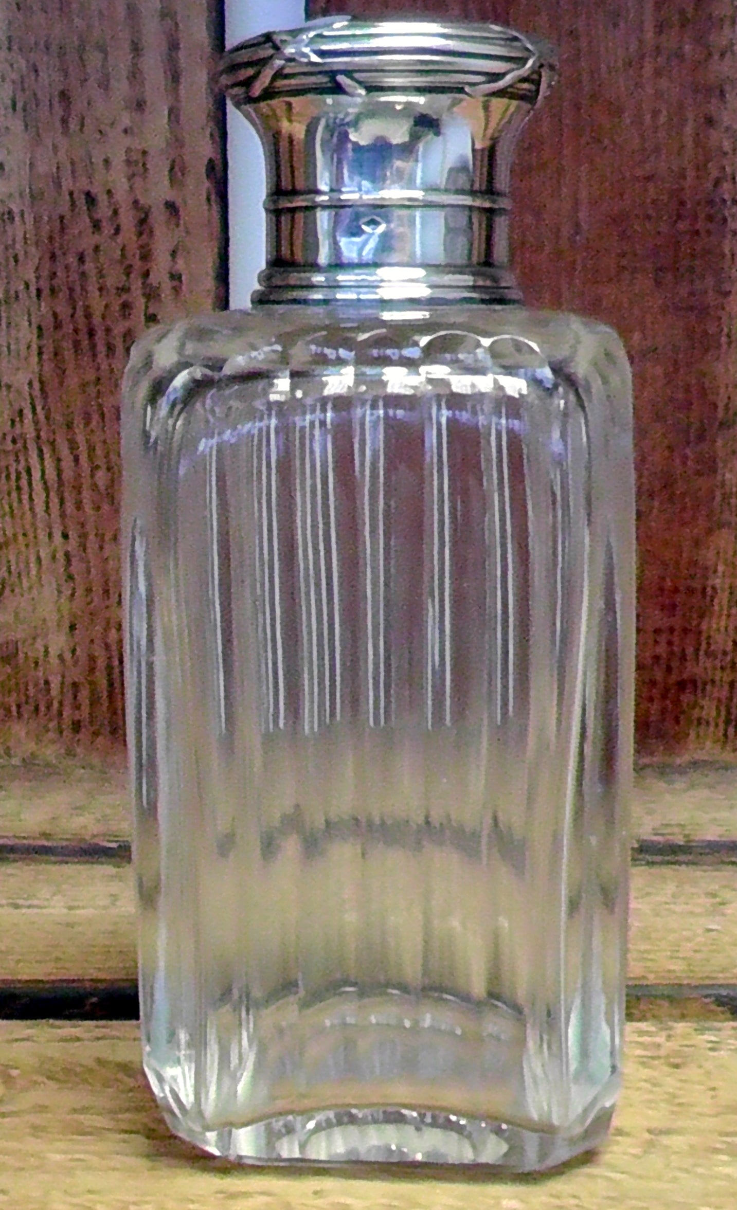 Small French Silver Topped Cut Glass Scent Bottle