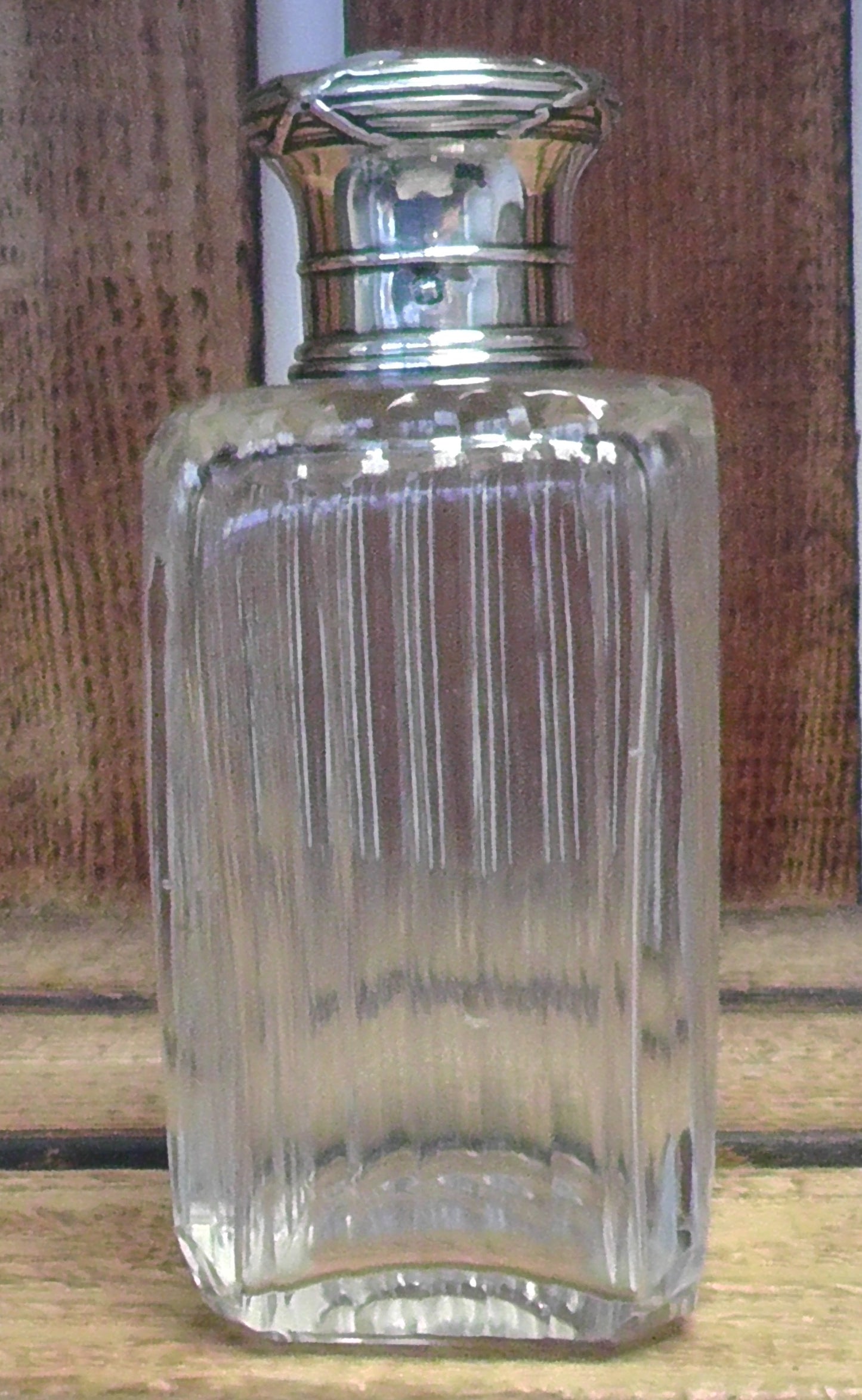 Small French Silver Topped Cut Glass Scent Bottle