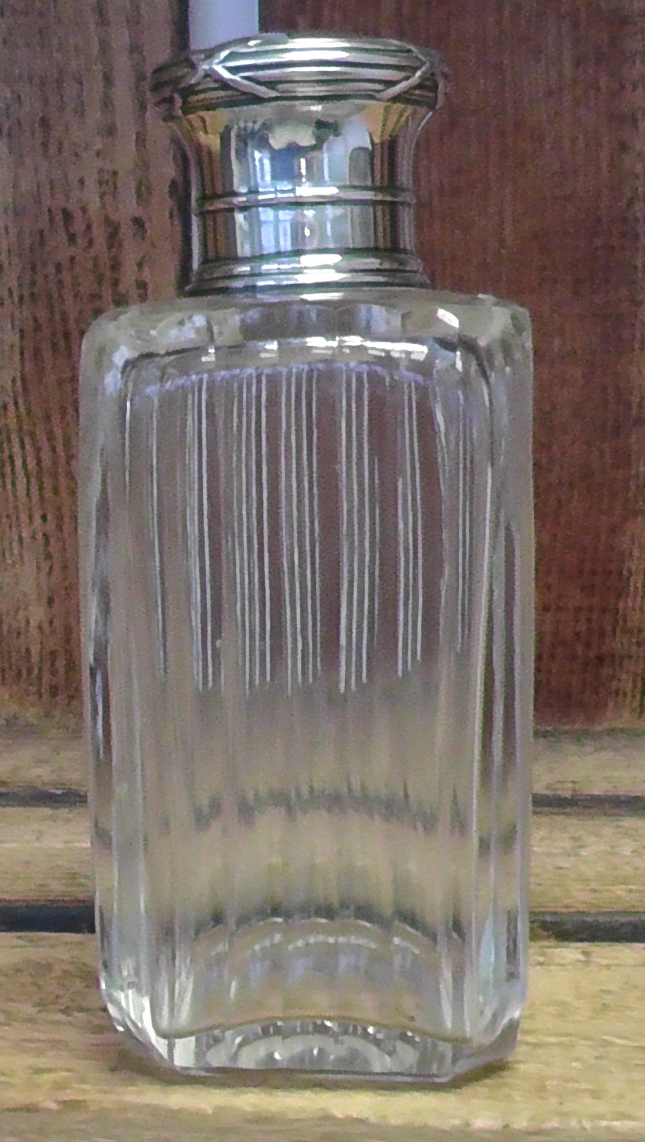 Small French Silver Topped Cut Glass Scent Bottle