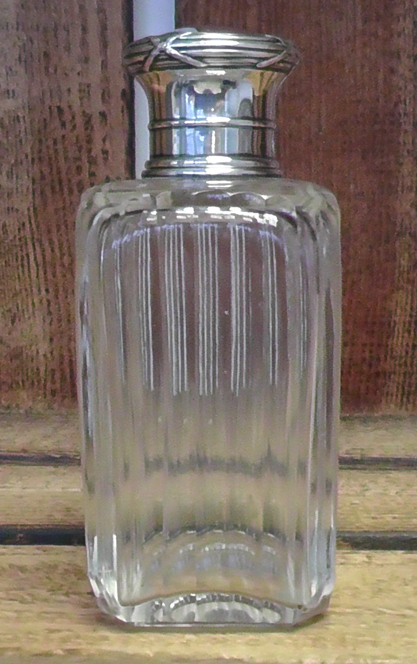 Small French Silver Topped Cut Glass Scent Bottle