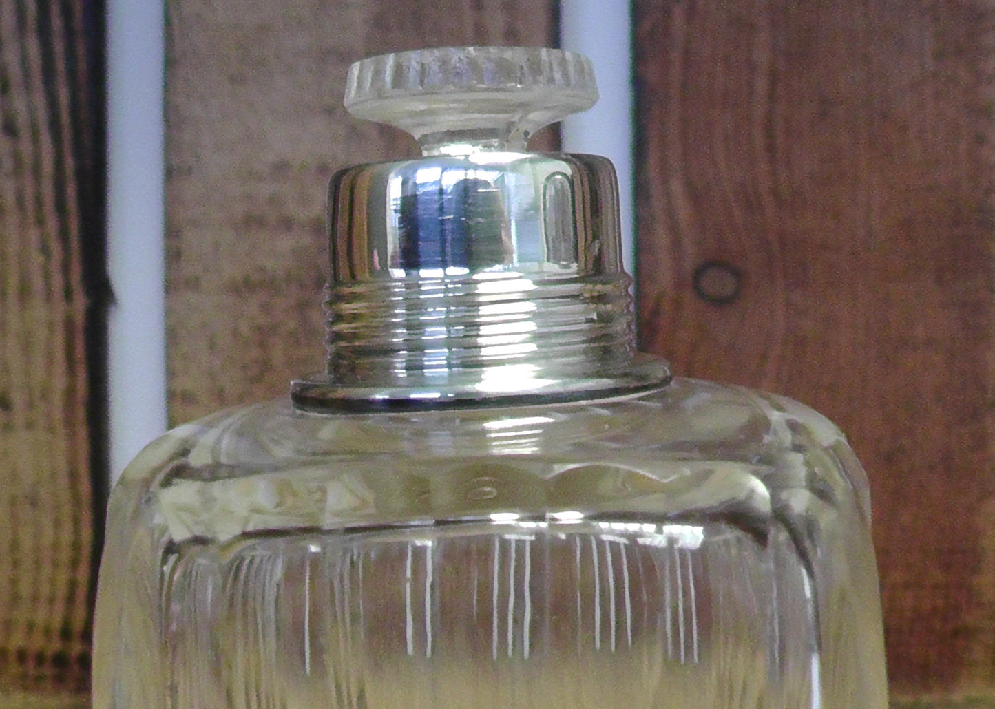 Small French Silver Topped Cut Glass Scent Bottle